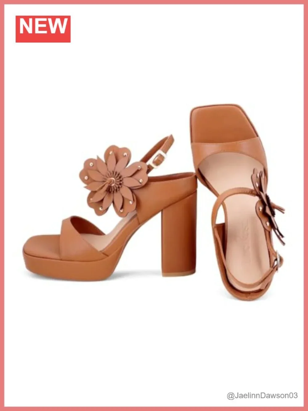 Floral Platform Sandals Strappy Heeled Sandals Block Heel Women